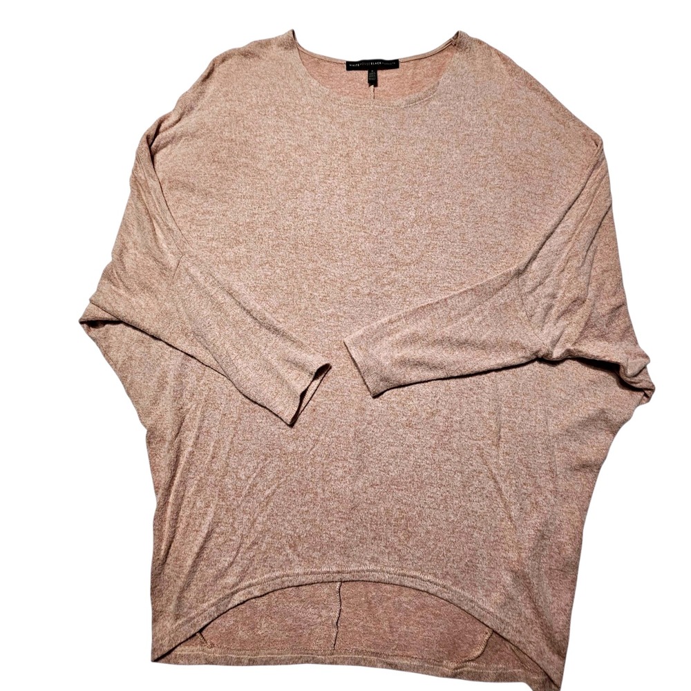 White House Black Market Sweater S Dolman Sleeve High Low Hem Pink Heathered
